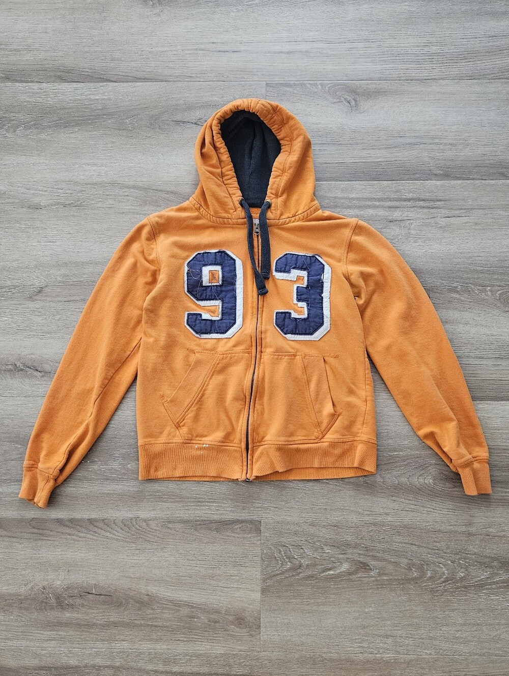 Blind Rooster Orange Hooded Zip-Up Jacket with 93 Appliqué Size S
